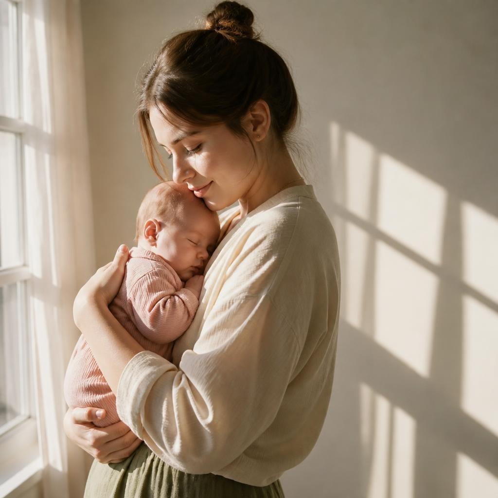 Mutter mit Baby auf dem Arm